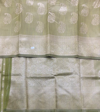 Mustard Colour Semi Jute Silk Saree with Silver Zari Border