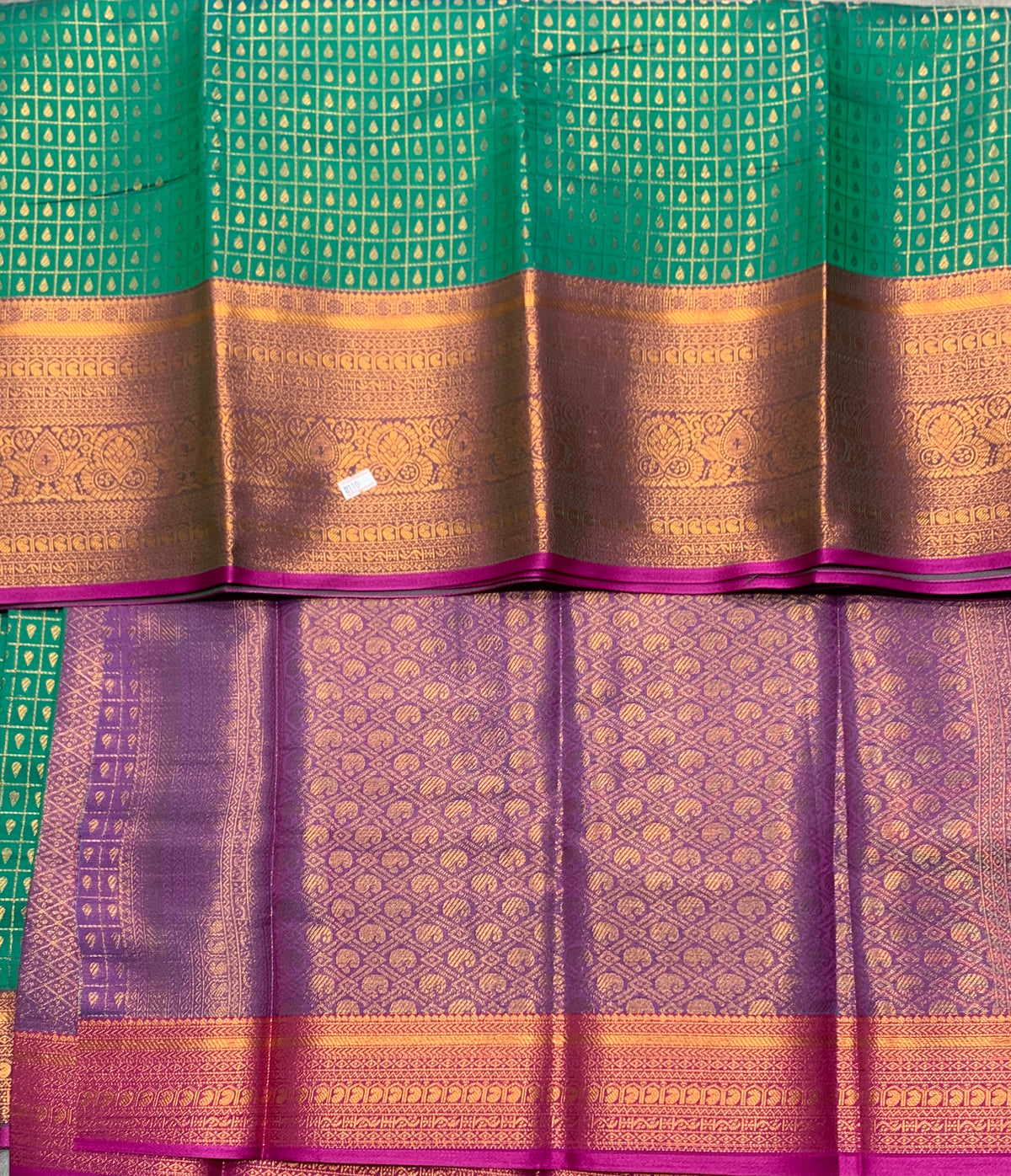Green Colour Kanchi Style Art Silk Saree with Pink Border and 1000 Butta