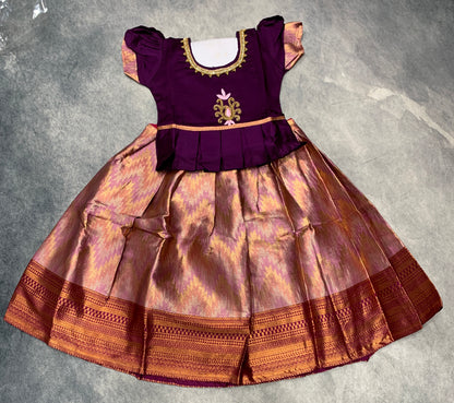 Ready To Wear Pavadai Light Pink Colour with Dark Magenta Colour Blouse