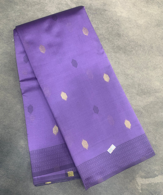 Lavender Colour Semi Soft Silk Saree with Butta and Silver Zari Border