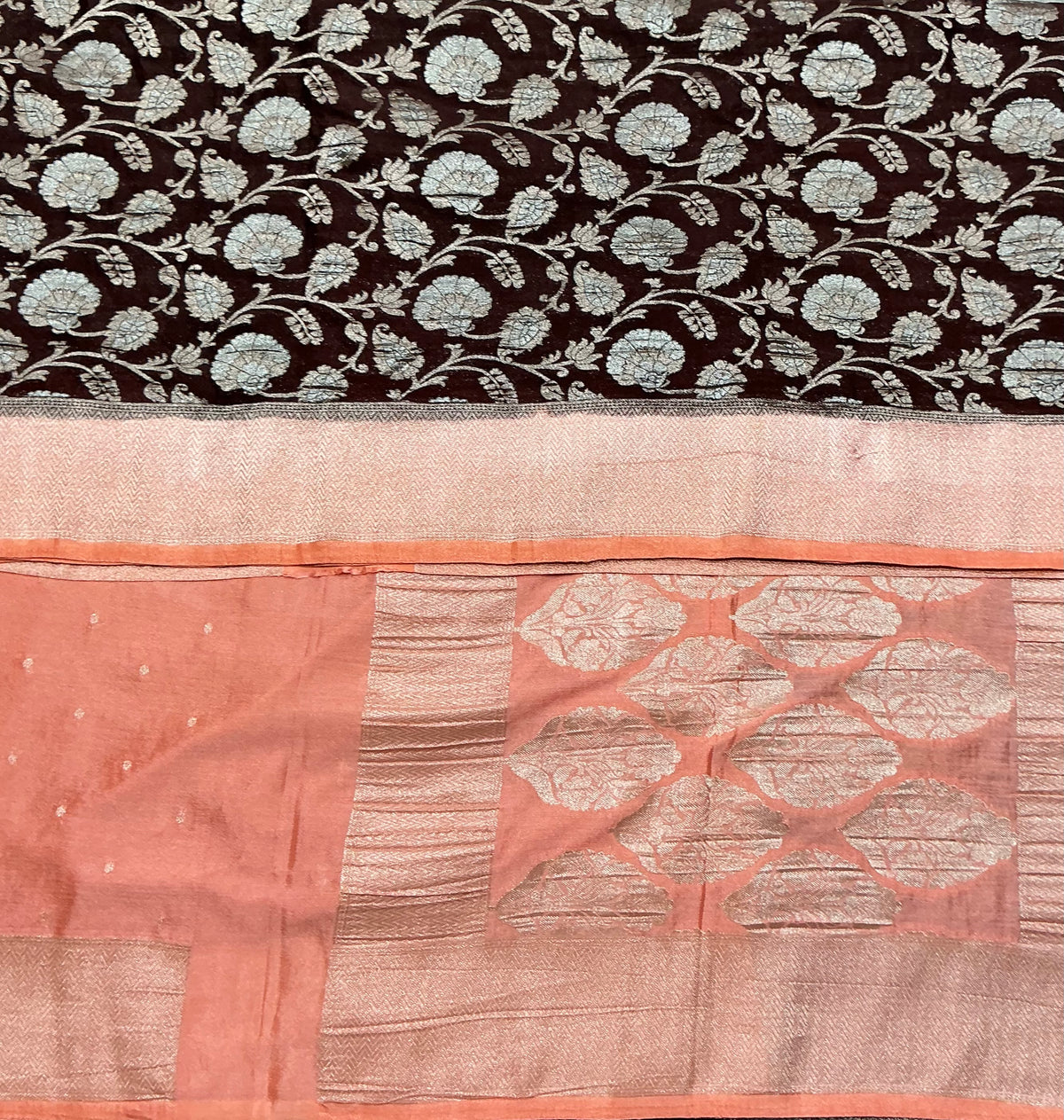 Deep Chocolate Brown Banarasi Khaddi Georgette Saree