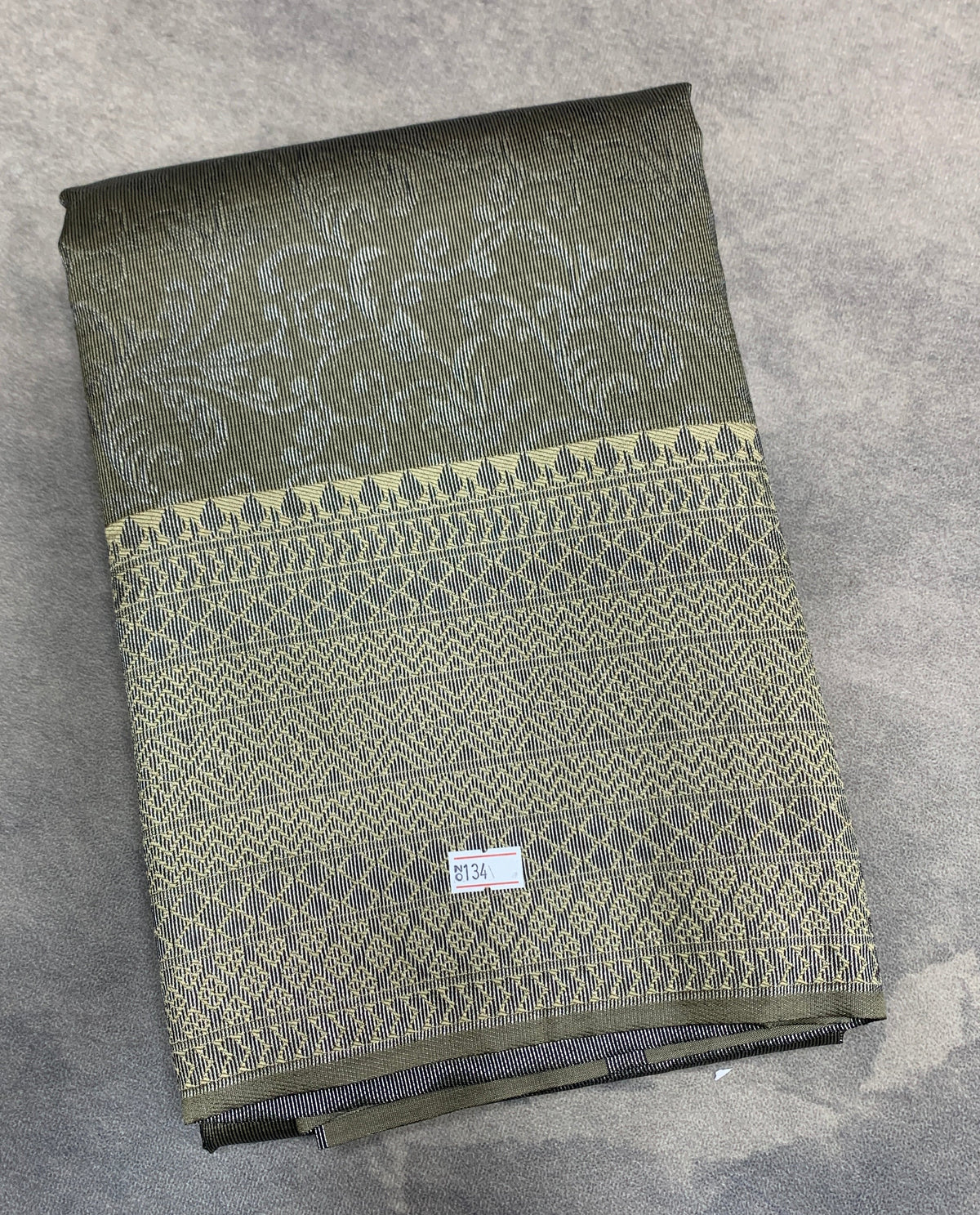 Semi Silk Saree – Greyish Green with Black Meenakari Work