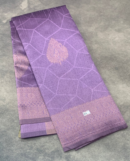 Lavender Colour Jute Silk Saree with Flower Butta and Zari Border