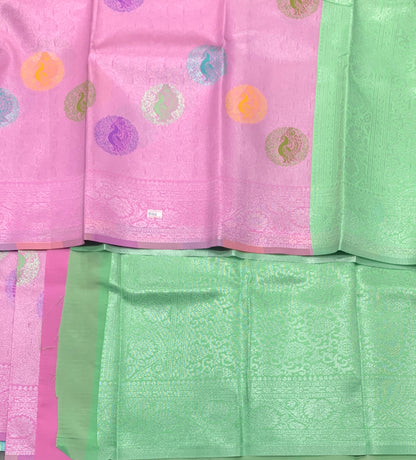 Pink Colour Tissue Saree with Meenakari Work