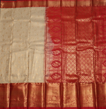 Cream Semi Silk with Red Border