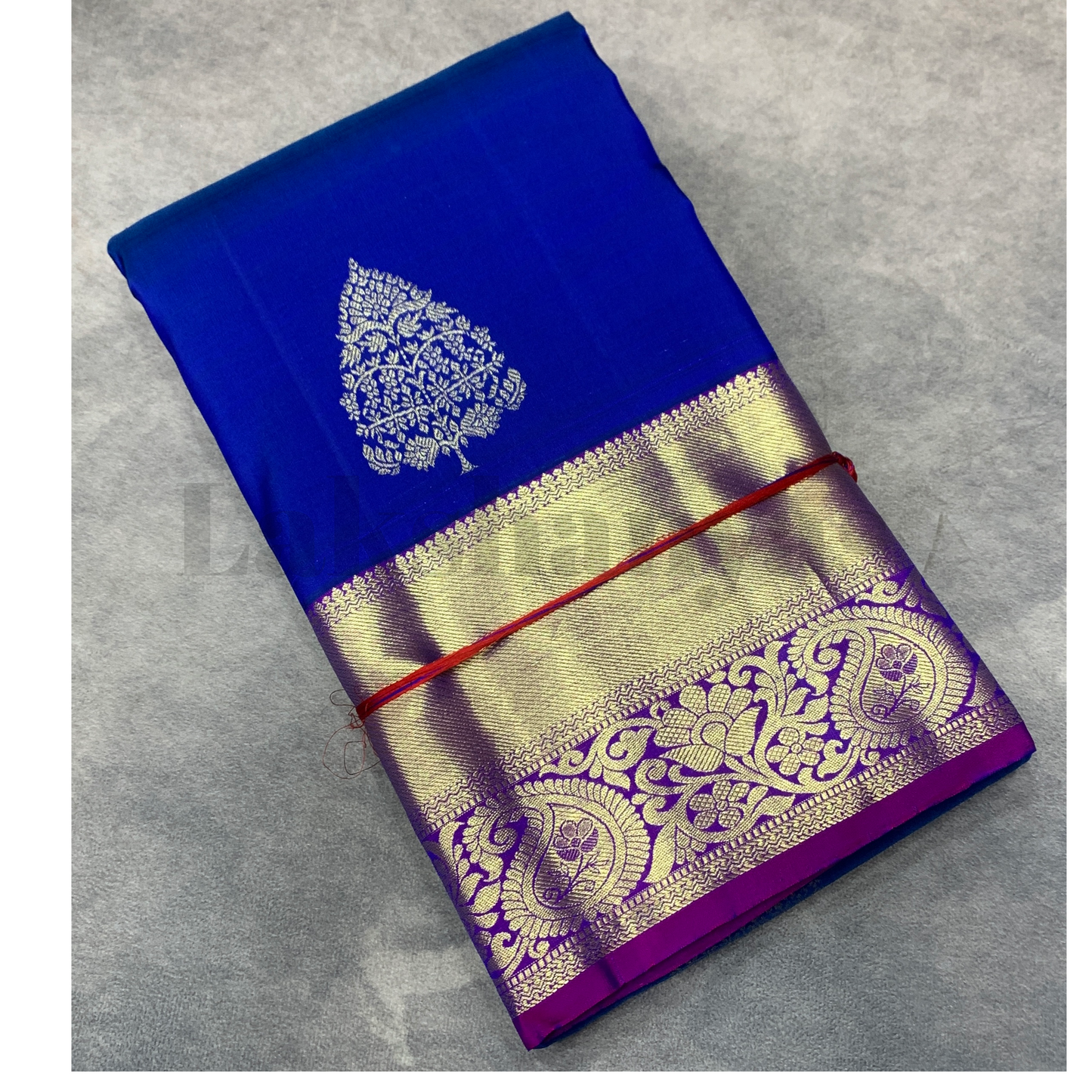 Vibrant Royal Blue Pure Kanjivaram Silk Saree with Magenta Pink Border