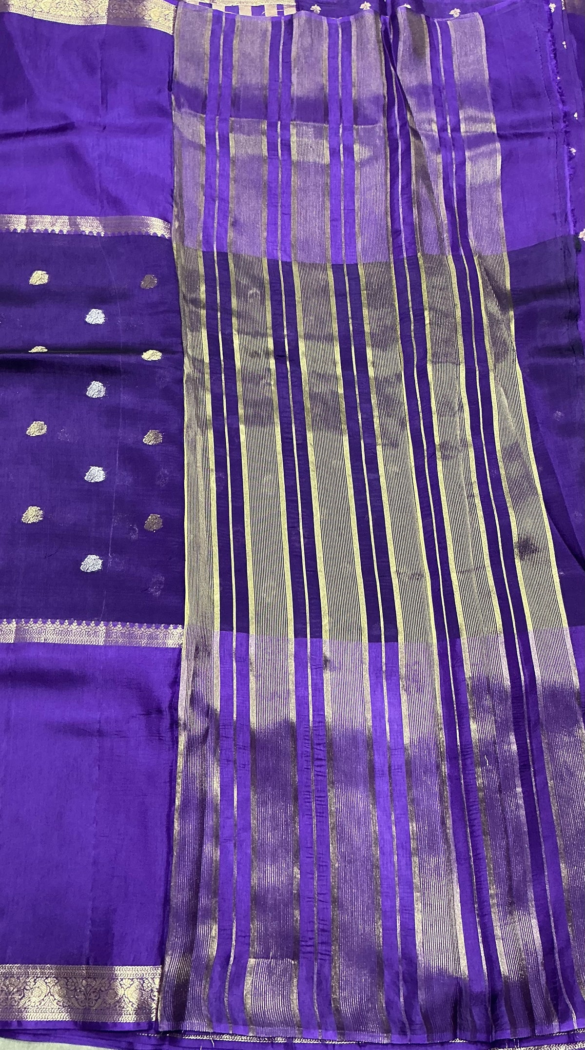 Semi Banarasi Saree Purple Color with Zari Border