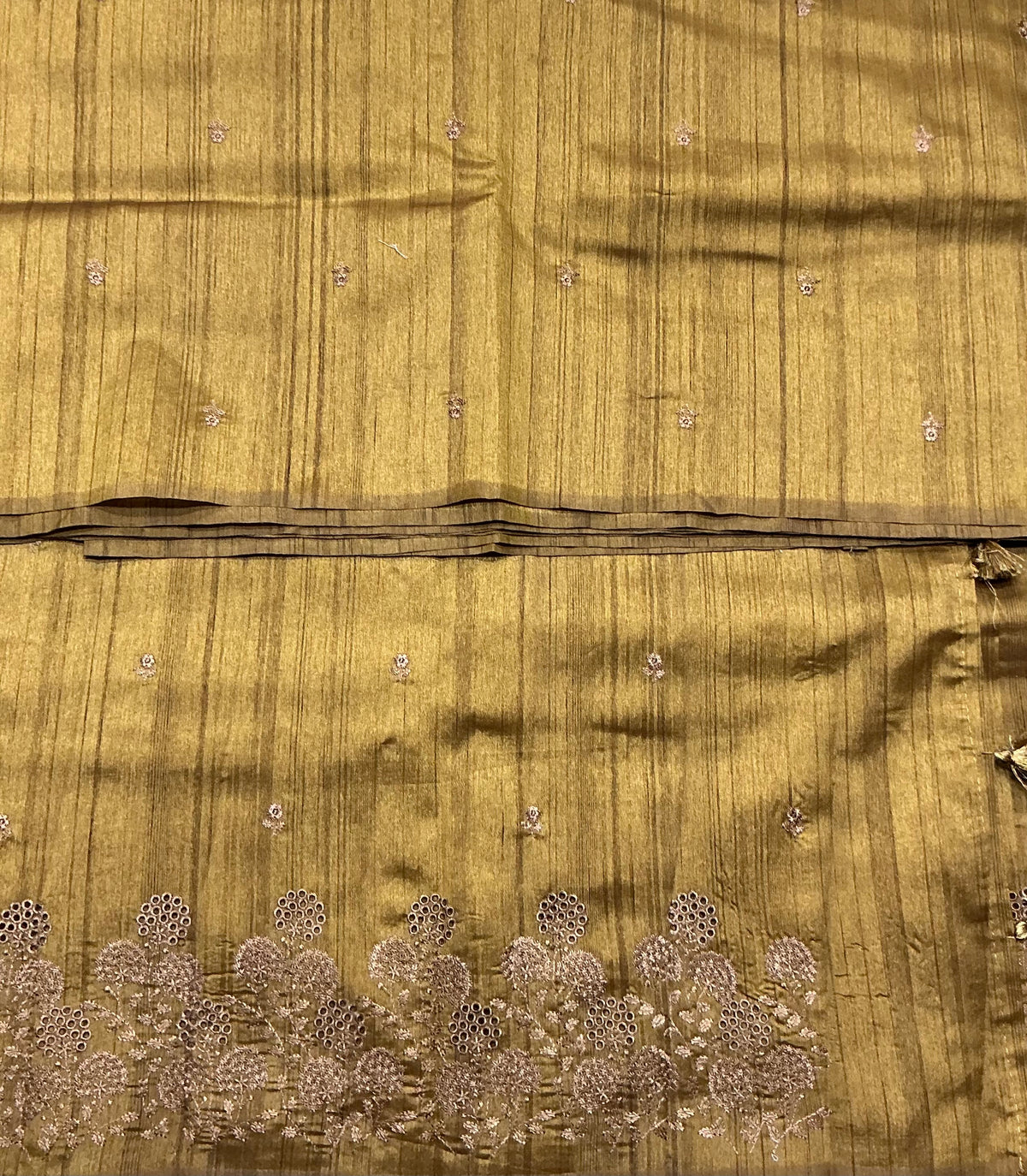 Mustard Yellow Tussar Saree with Cut Work Border