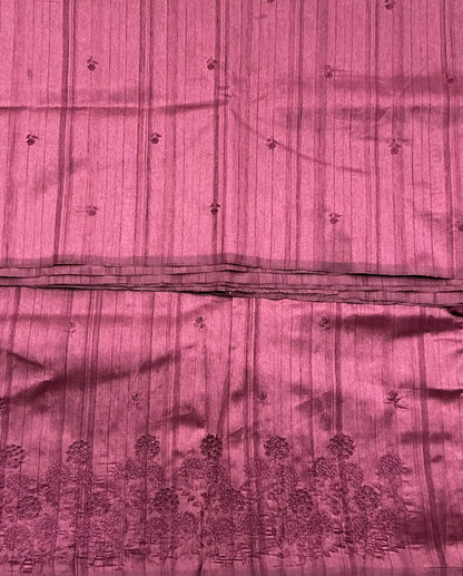 Dark Onion Pink Tussar Saree with Cut Work Border