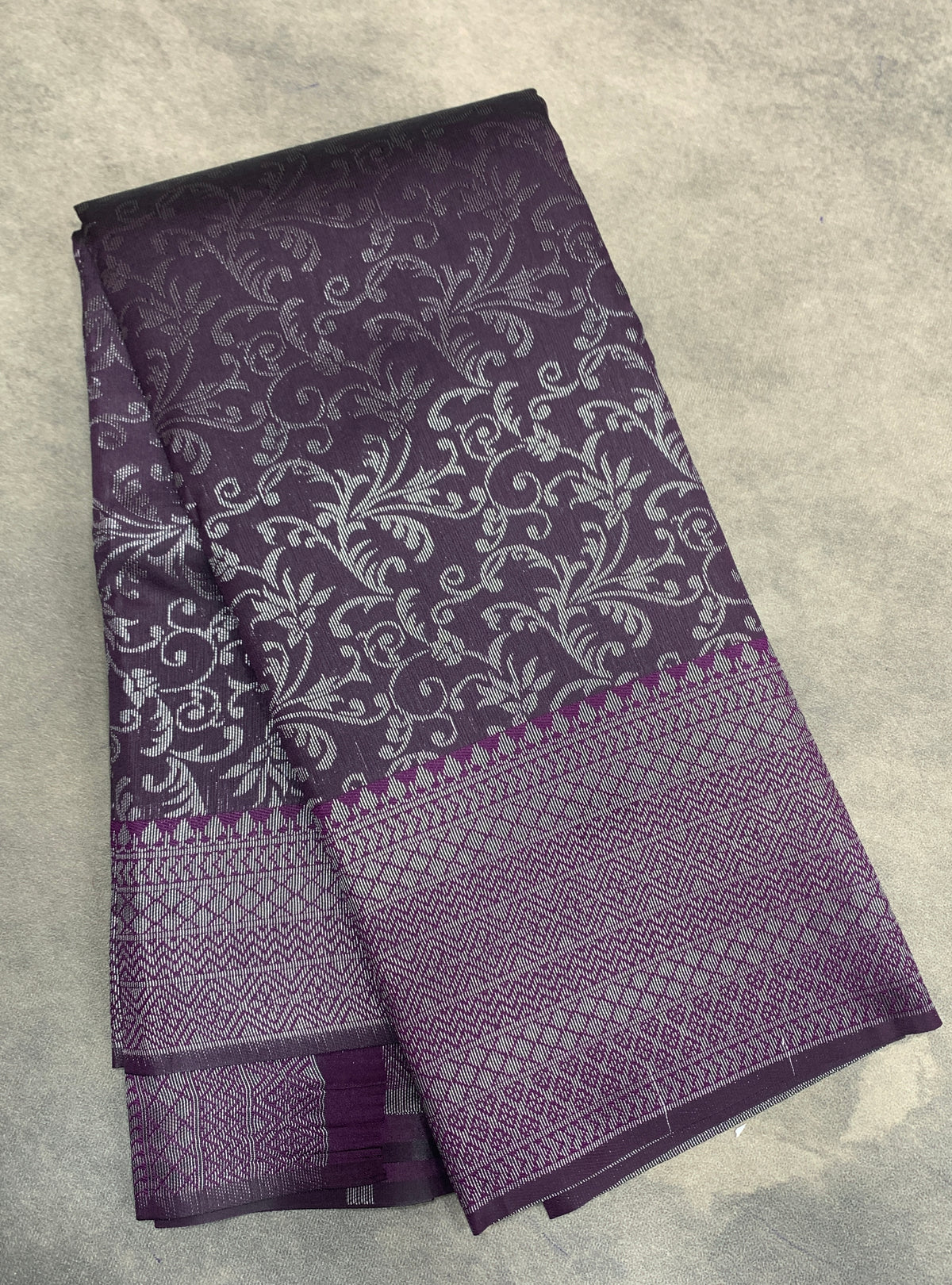 Purple Colour Semi Silk Saree with Black Meenakari Work