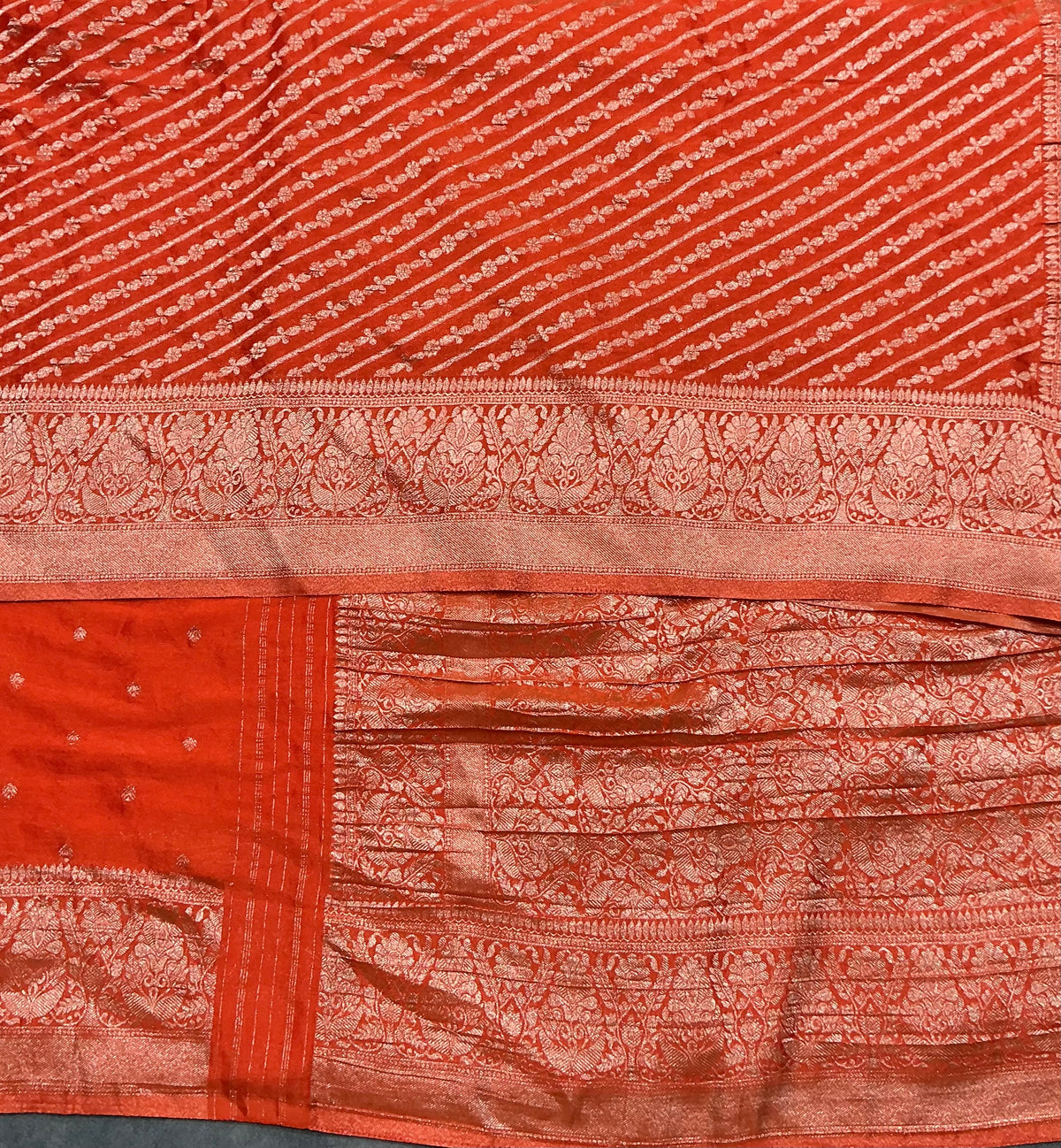 Kaddi Georgette Lehariya Saree in Orange Colour