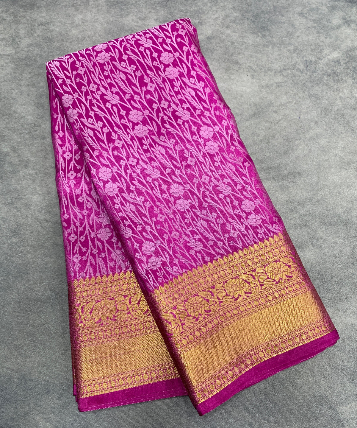 Pink Colour Semi Silk Saree with Golden Zari Border
