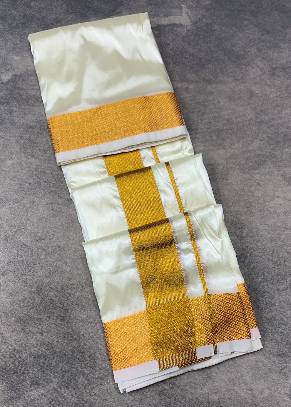 Art Silk Dhoti 8 Mulam Cream Colour Big Border