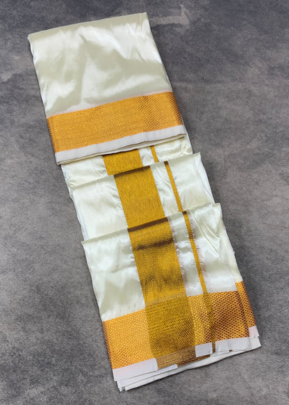 Art Silk Dhoti 8 Mulam Cream Colour Big Border