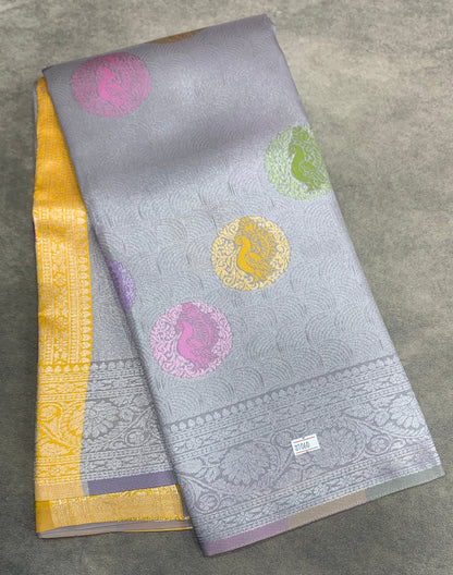 Grey Colour Tissue Saree with Meenakari Work