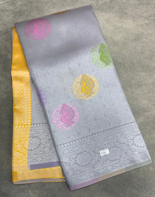 Grey Colour Tissue Saree with Meenakari Work