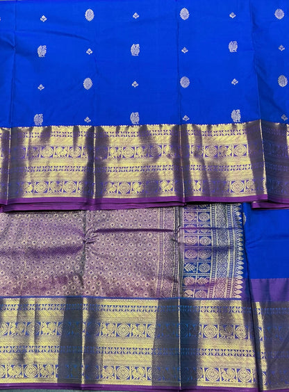 Royal Blue vegan silk saree with contrast border
