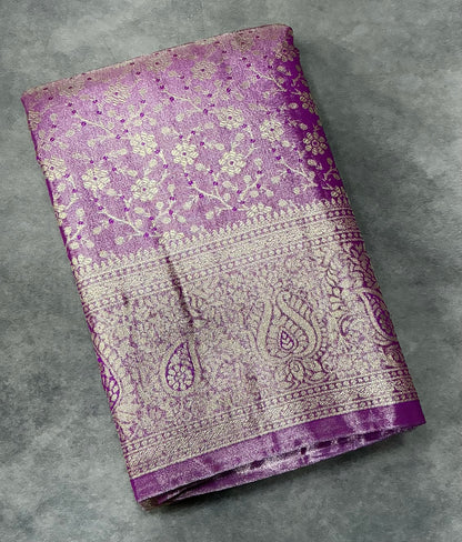 Purple Color Soft Silk Saree with Self Colour Border