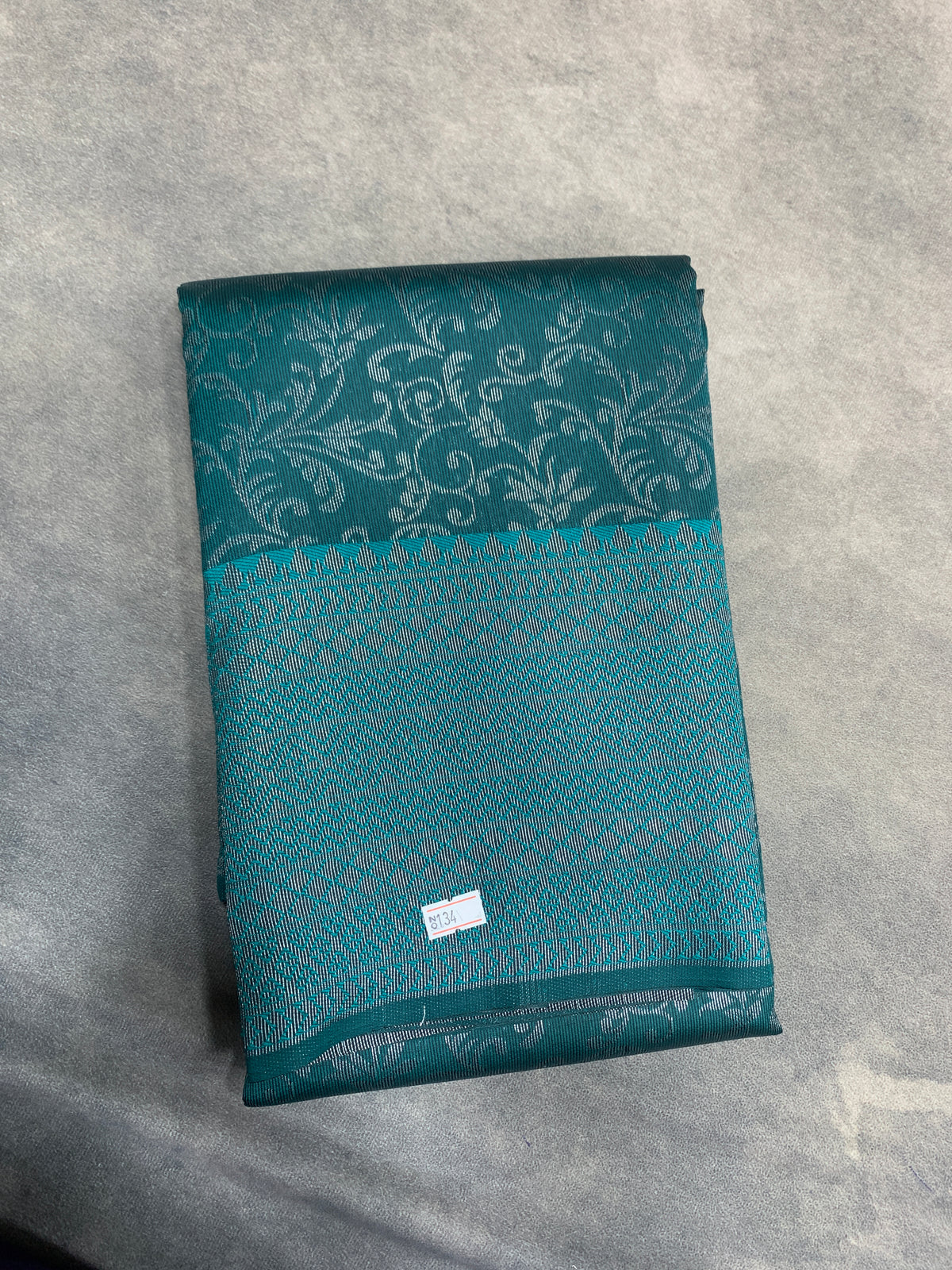 Rama Green Colour Semi Silk Saree with Black Meenakari Work