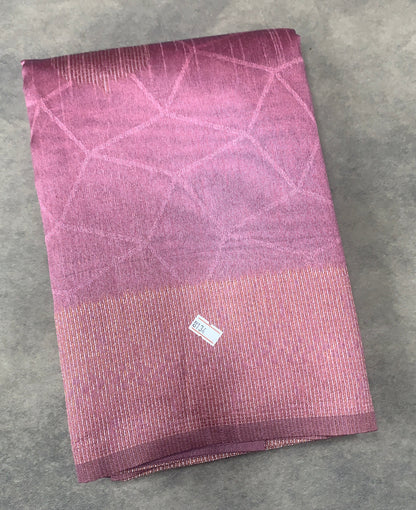 Pink Colour Jute Silk Saree with Leaf Butta and Zari Border