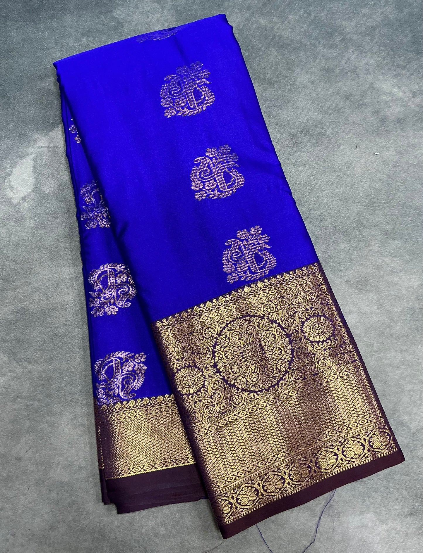 Blue Color Vegan Kanjivaram Style vegan silk saree
