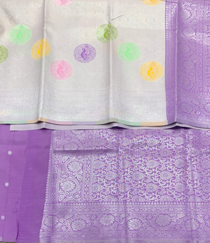 Light Lavender Colour Tissue Saree with Meenakari Work