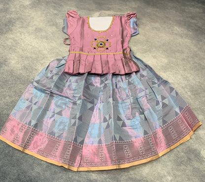 Ready To Wear Pavadai Multi Colour with Mauve Colour Blouse