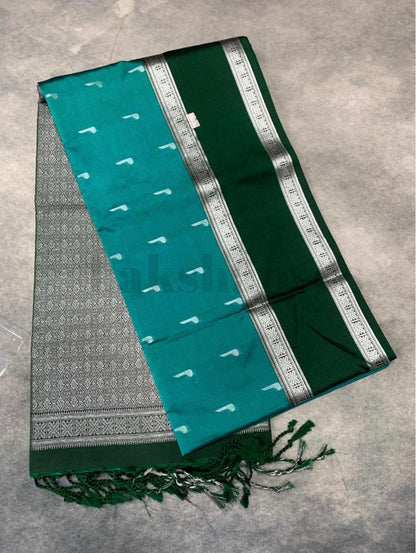 Rexona Green Colour Soft Silk Saree with Green Rettai Pettu Border