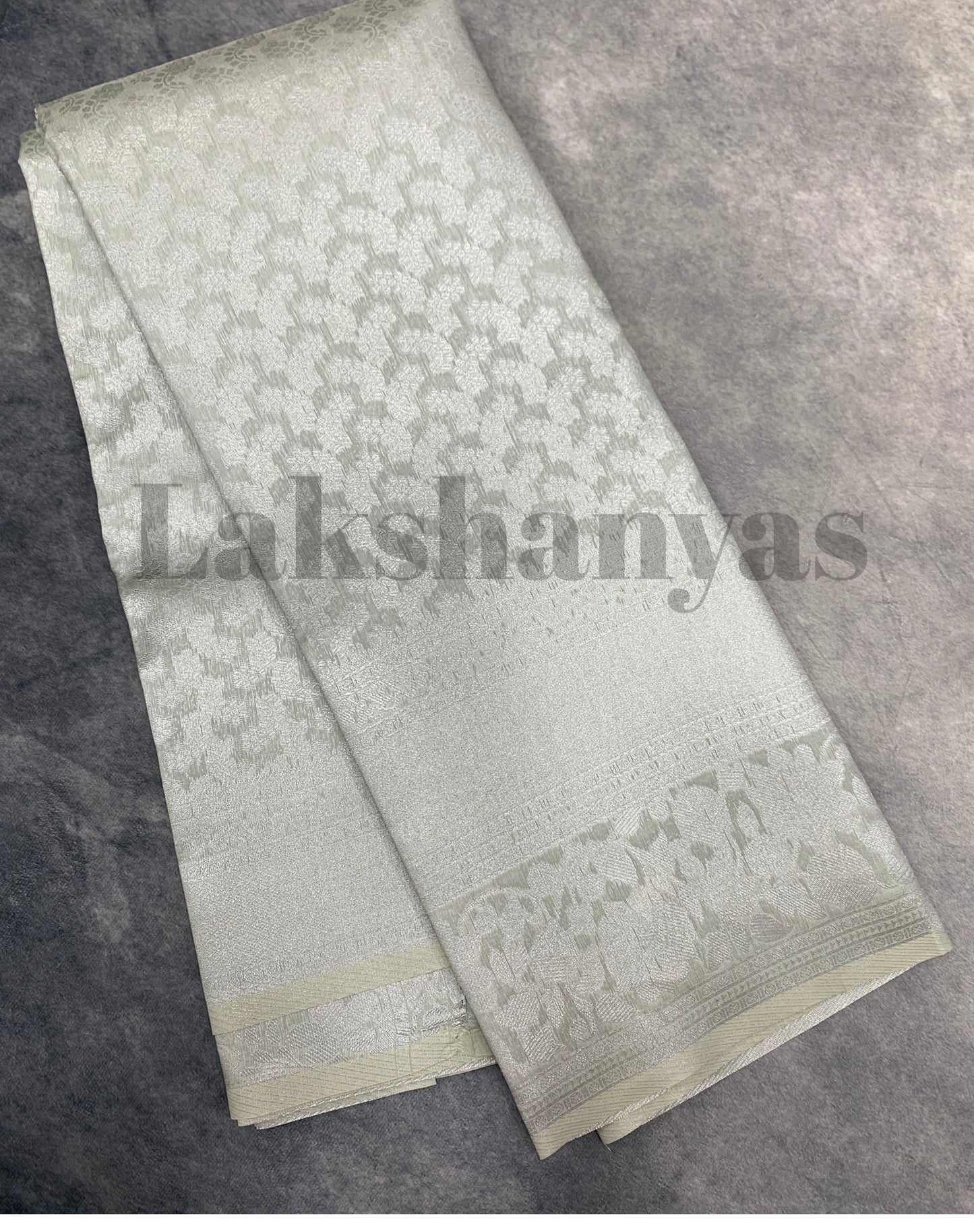 Light Gray Colour Soft Silk Saree with Self Colour Border