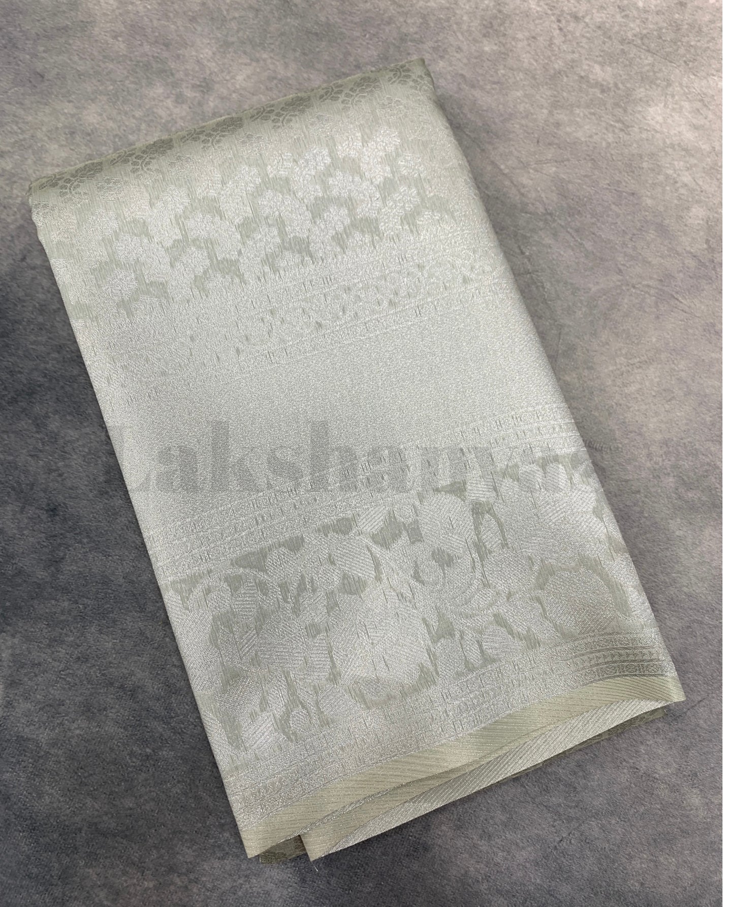 Light Gray Colour Soft Silk Saree with Self Colour Border