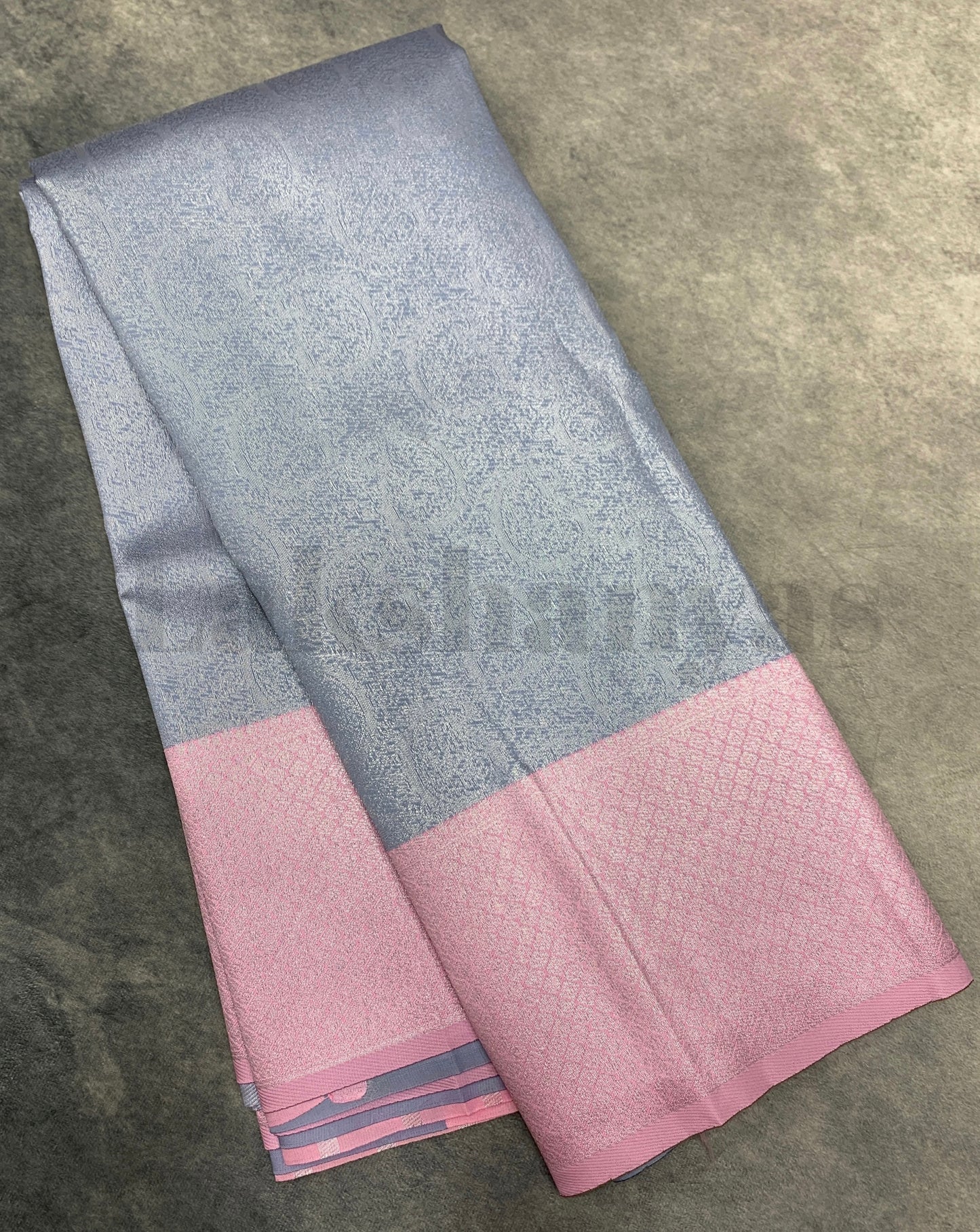 Gray Colour Soft Silk Saree with Pink Colour Border