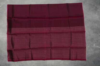 Kanjivaram Bottle Green Silk Saree with Magenta Checked Border