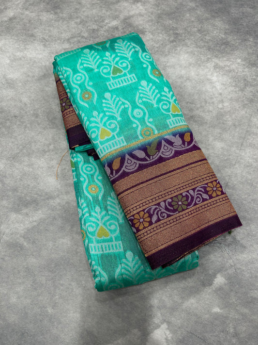 Sapphire Green Butter Silk Saree
