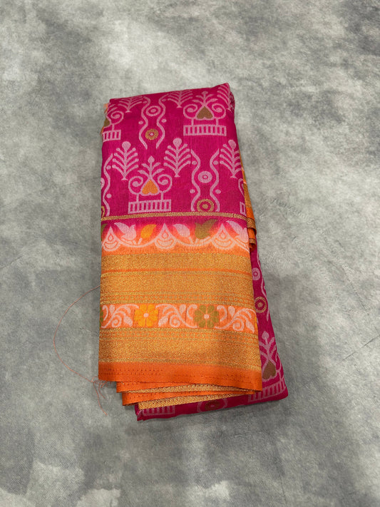 Pink Butter Silk Saree