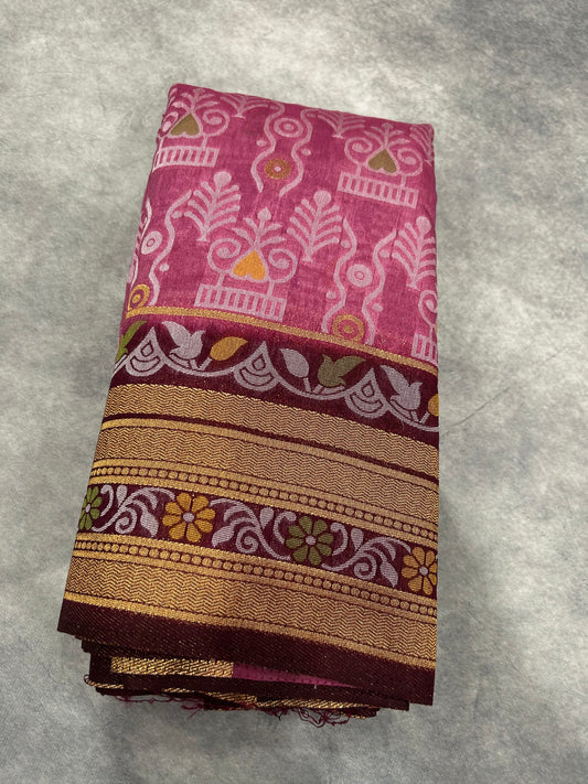 Mauve Pink Butter Silk Saree