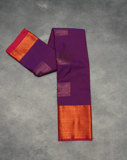 Purple Semi Silk Saree with Maroon Border