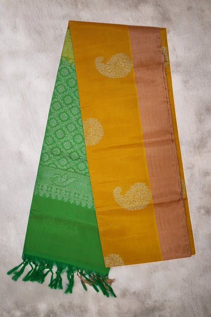 Golden Yellow Soft Silk Kanjivaram Saree