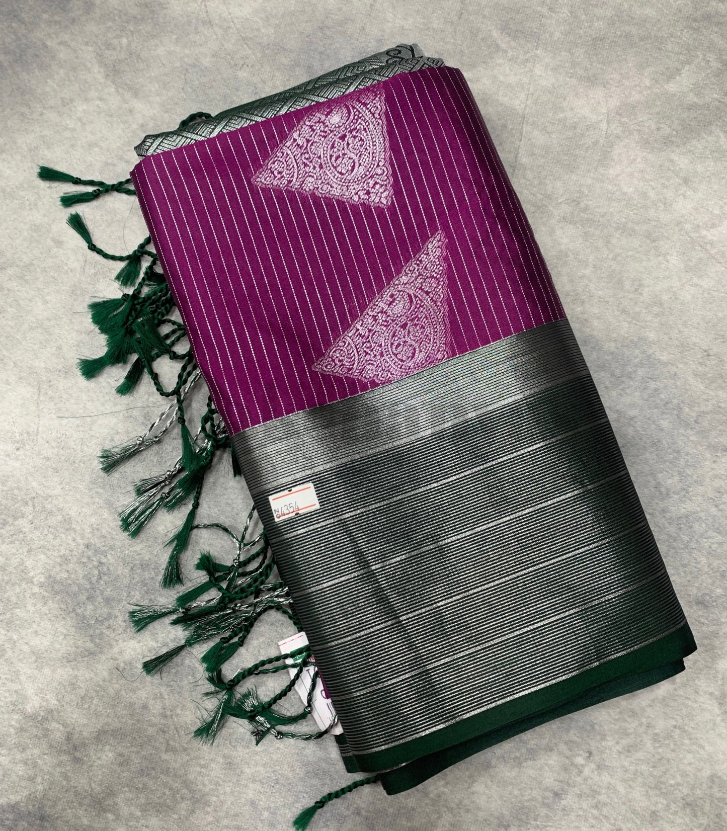 Magenta Colour Soft Silk Saree with Green Colour Border