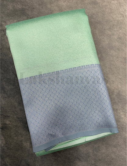 Pista Green Colour Tissue Saree with Gray Colour Border