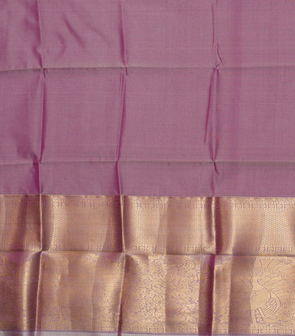 Green Semi Silk Saree with Lilac Peacock Border