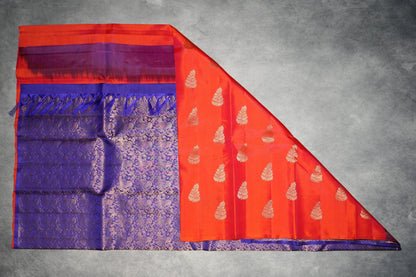 Red Borderless Kanjivaram Silk Saree