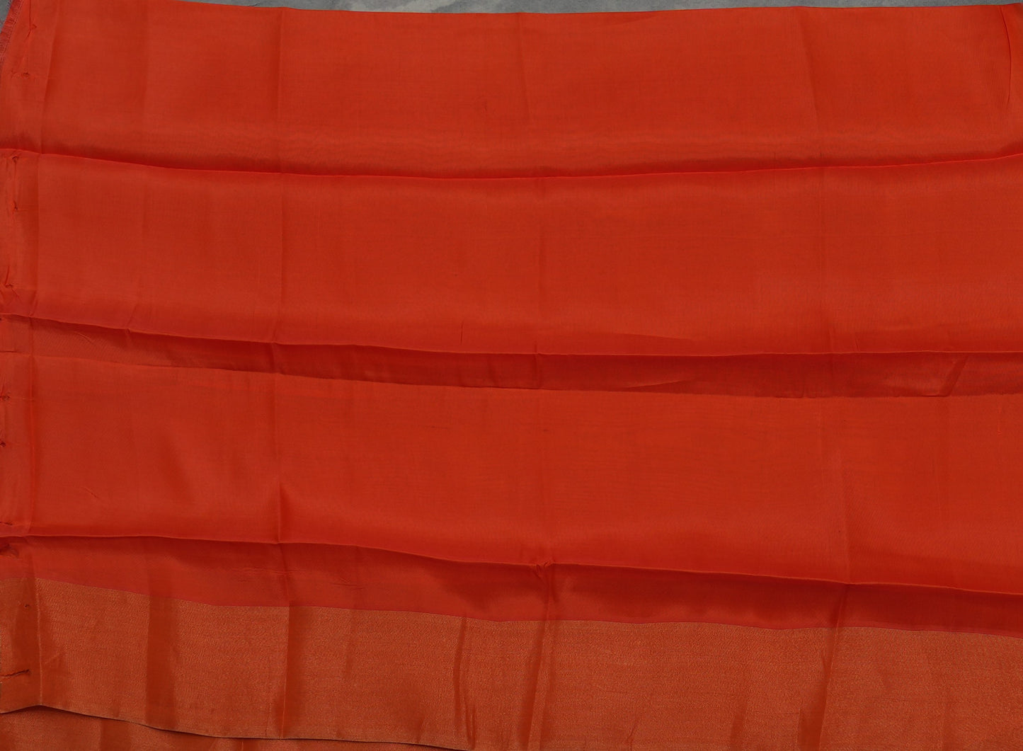 Kanjivaram Blue Soft Silk Saree with Orange Zari Border