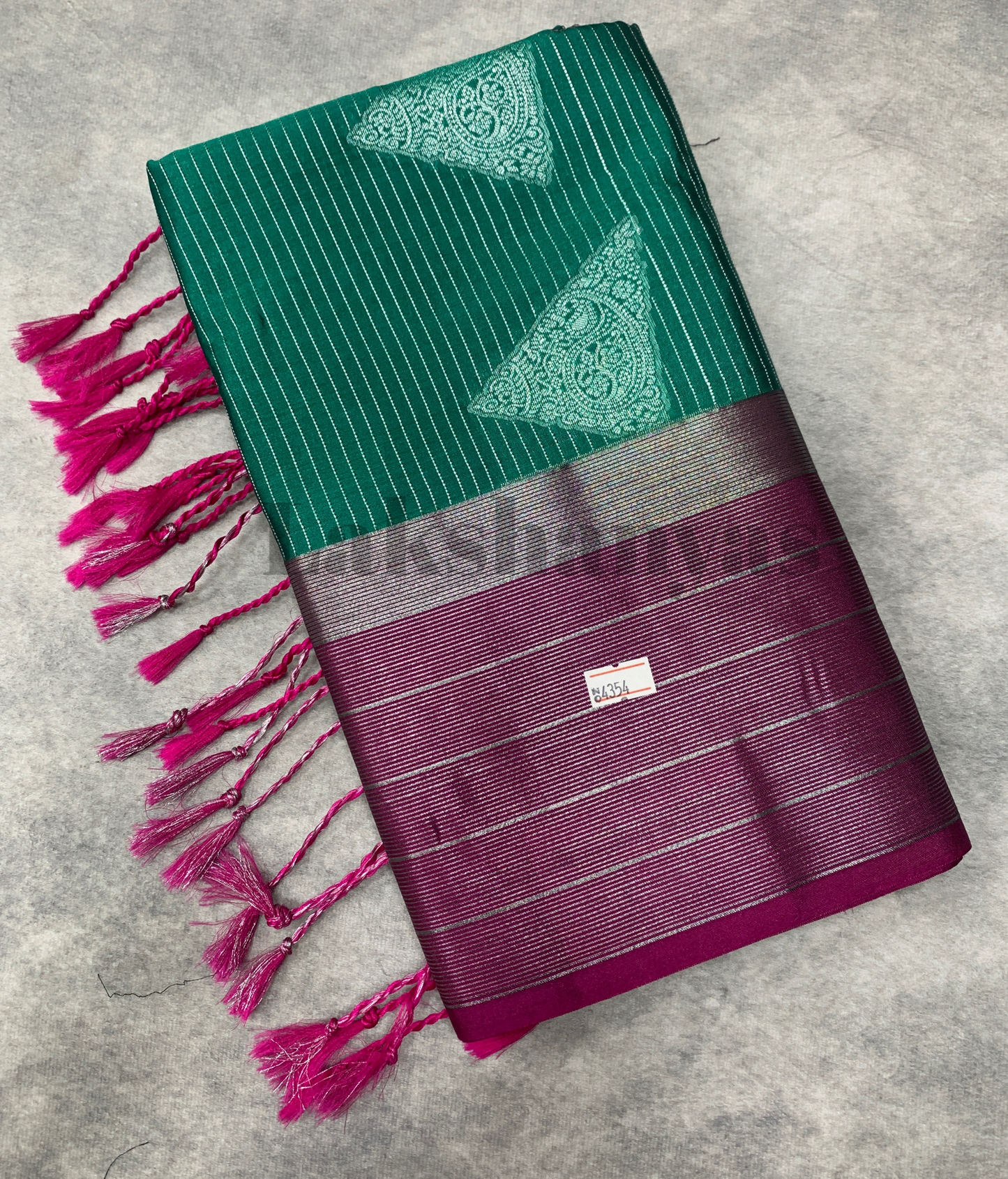Dark Green Colour Soft Silk Saree with Magenta Colour Border