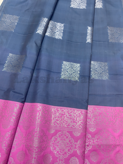 Grayish Blue Colour Soft Silk Saree