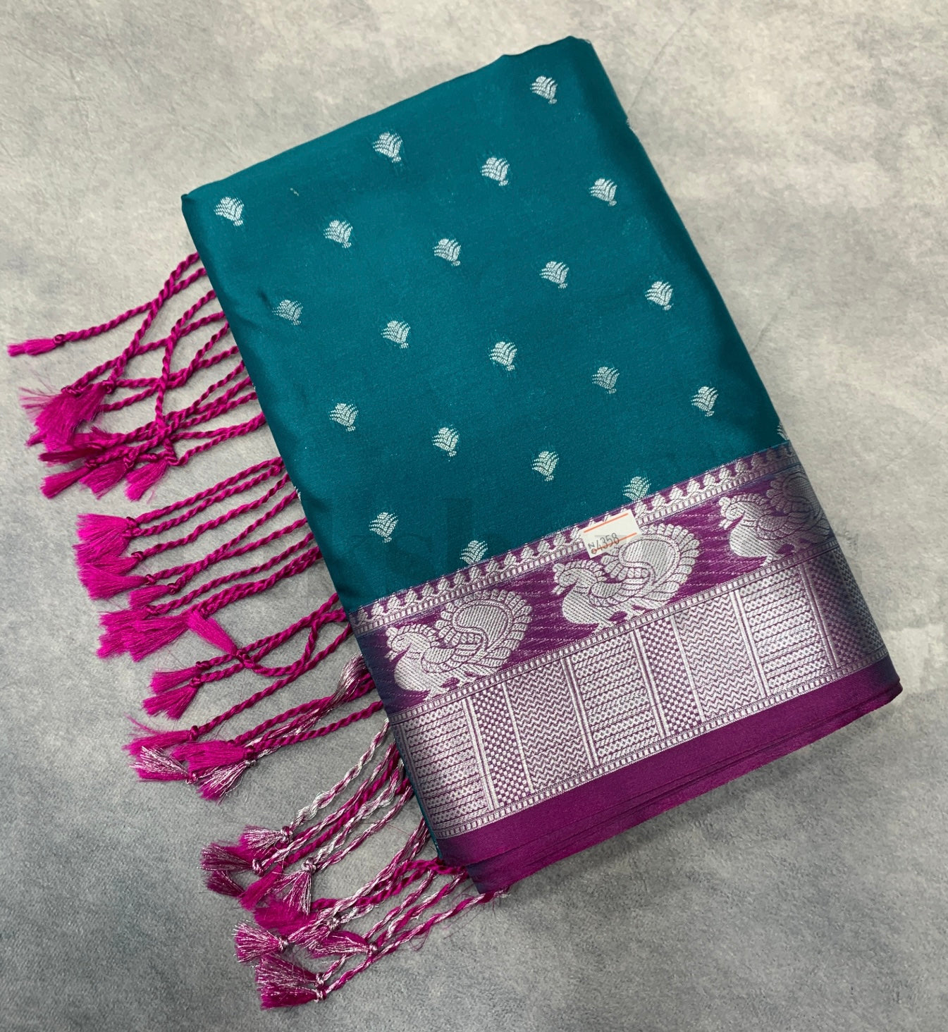 Dark Green Colour Soft Silk Saree with Magenta Colour Border