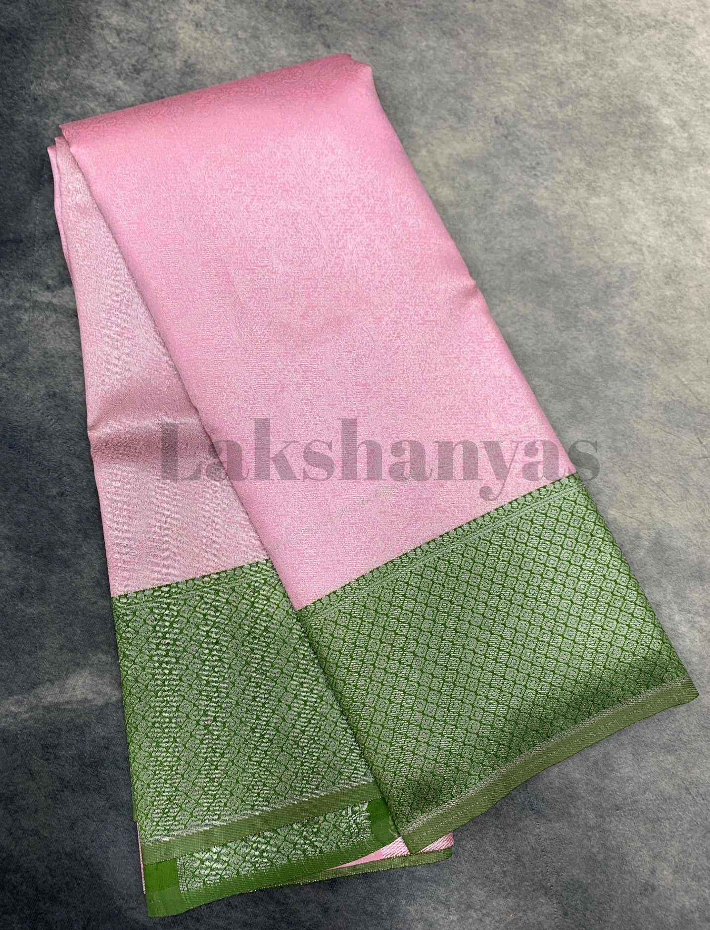 Baby Pink Colour Soft Silk Saree with Green Border