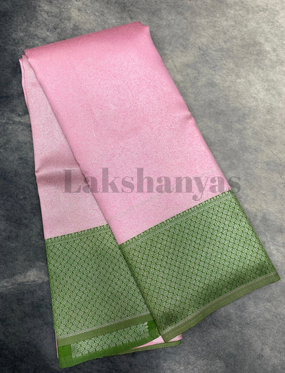 Baby Pink Colour Soft Silk Saree with Green Border