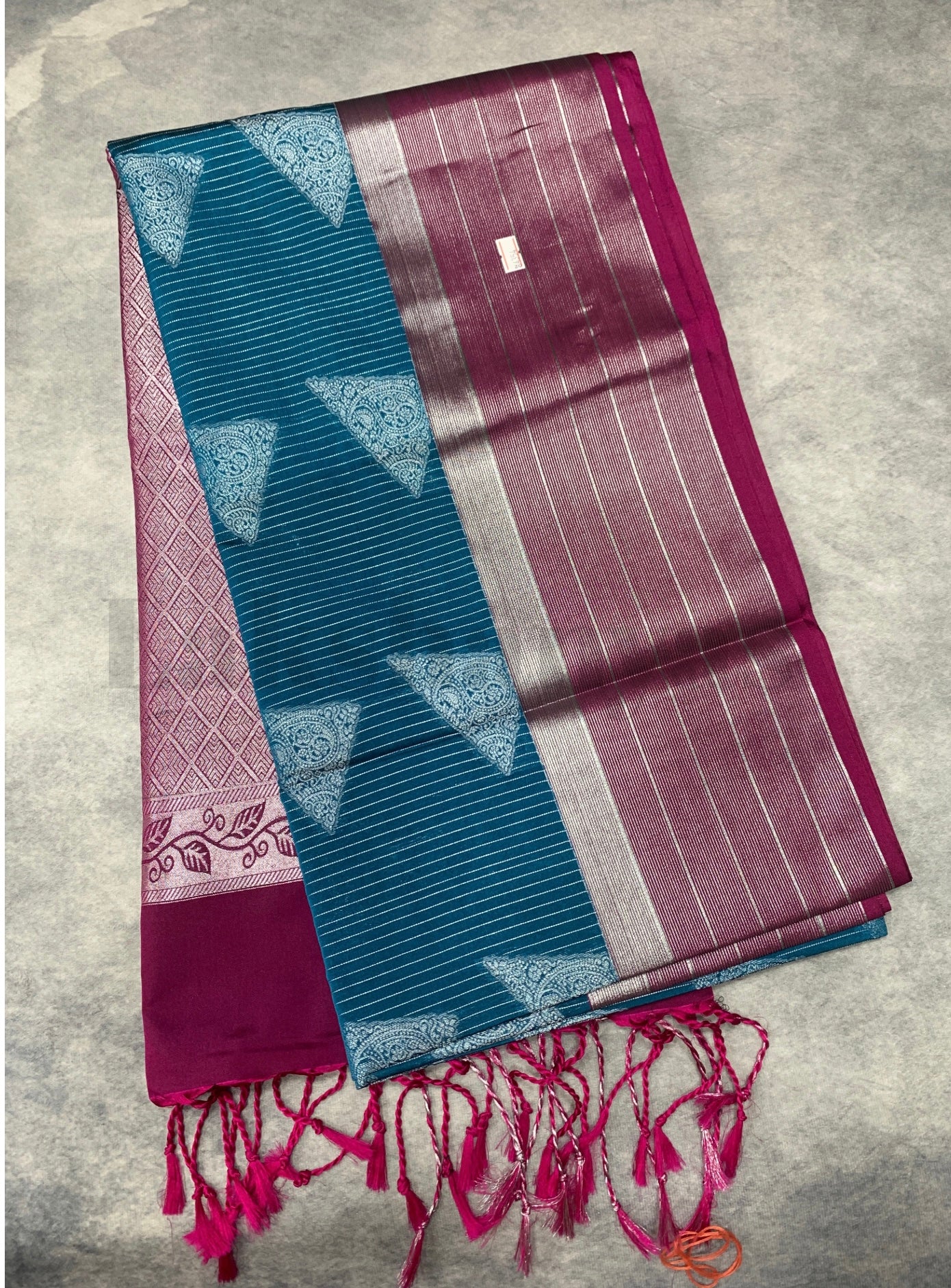 Blue Colour Soft Silk Saree with Magenta Colour Border