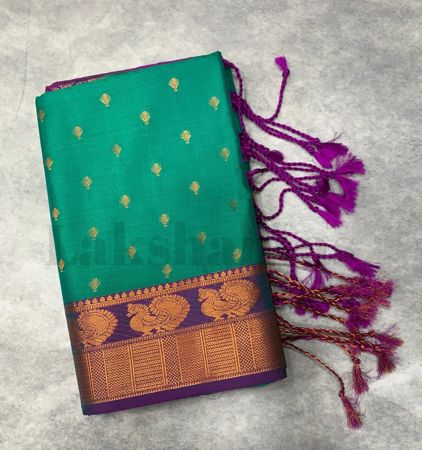 Green Colour Soft Silk Saree with Magenta Colour Border