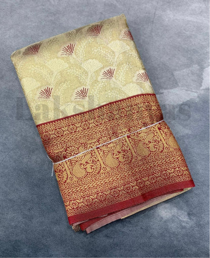 Golden Colour Soft Silk Saree with Maroon Border